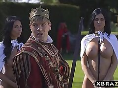 King fucks his busty slutty servants Jasmine and Anissa