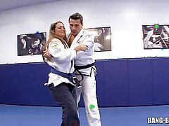 Karate Trainer fucks his Partisan right check d cash in one's checks ground manner